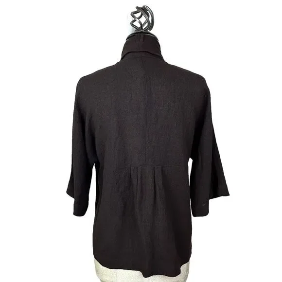 Eileen Fisher Open Cardigan Sweater Brown Linen Blend Womens Small‎ Petite PS - Picture 7 of 16